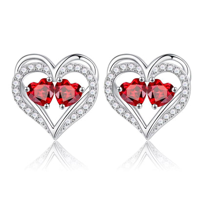 Sterling Silver Birthstone Heart Earrings new