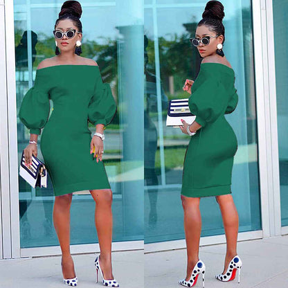Sexy Dress Women's Off The Shoulder Bodycon Dress Lantern