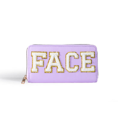 Cartera bordada con el alfabeto para mujer, monedero largo, tarjetero de nailon con cremallera, monedero multifuncional 