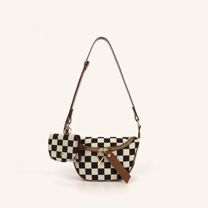 Small Crossbody Versatile Checkerboard Chest Bag – Fashion Plaid Waist Bag, Stylish Messenger Bag & Fanny Pack for Everyday Use