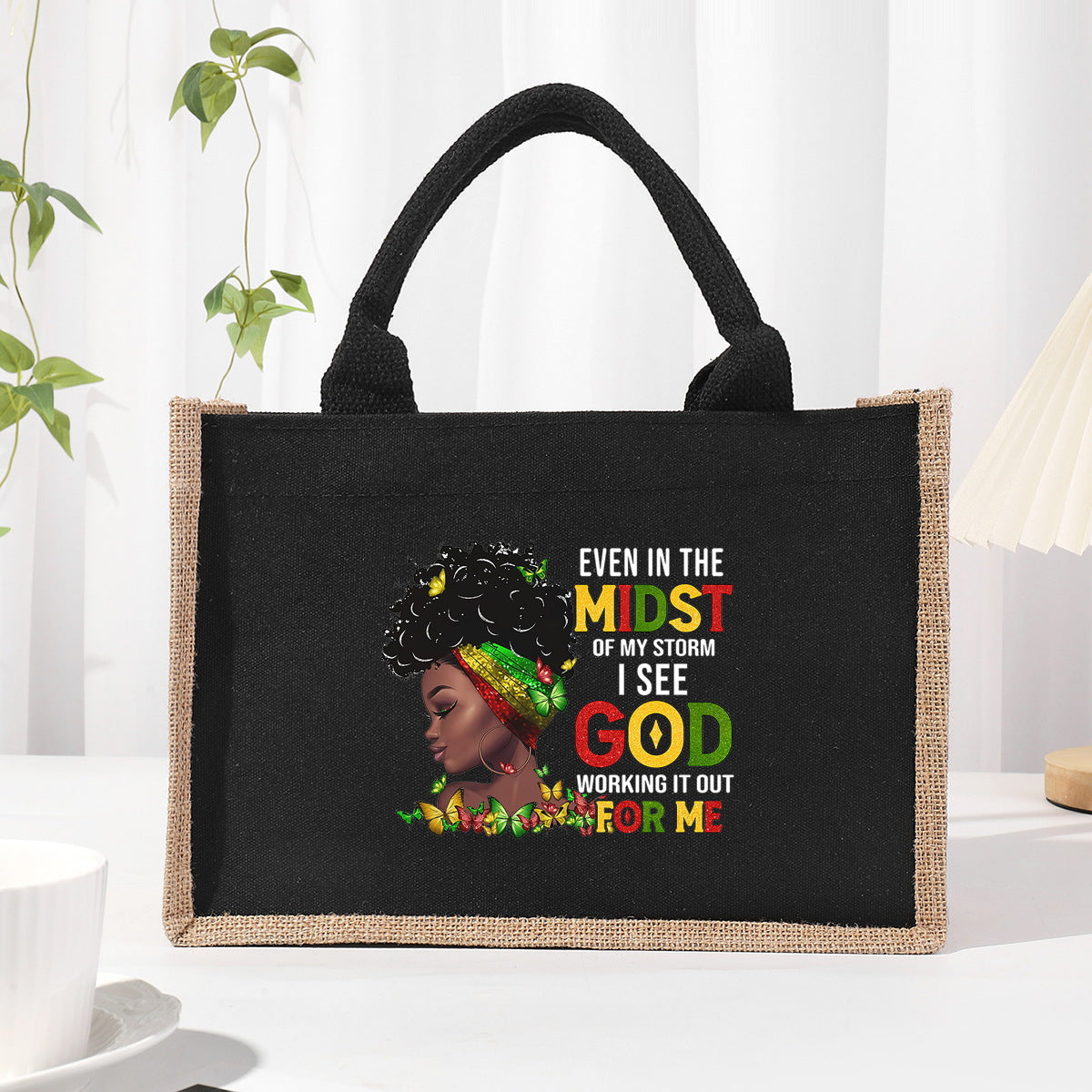 Bolsa de tela de algodón y lino, bolsa de tela con letras estampadas, bolso ligero portátil, bolsa de regalo para compras 