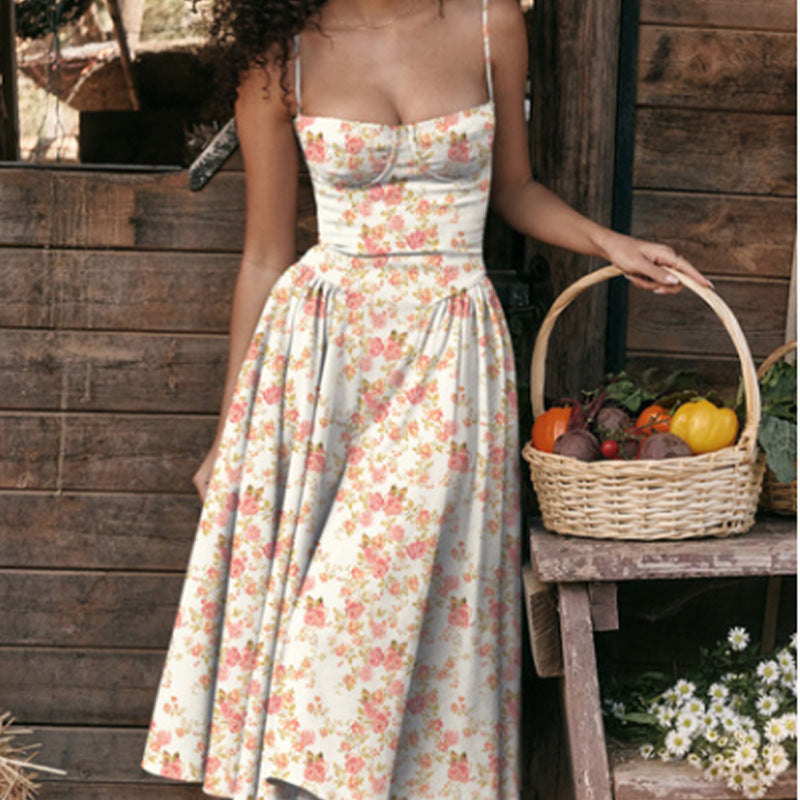 Women's French Elegant Retro Style Dopamine Wear Suspender Dress Women