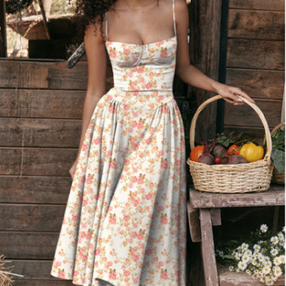 Women's French Elegant Retro Style Dopamine Wear Suspender Dress Women