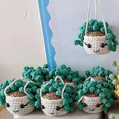 Colgante de planta de coche Decoración de coche Colgante de espejo retrovisor Lana creativa en el coche