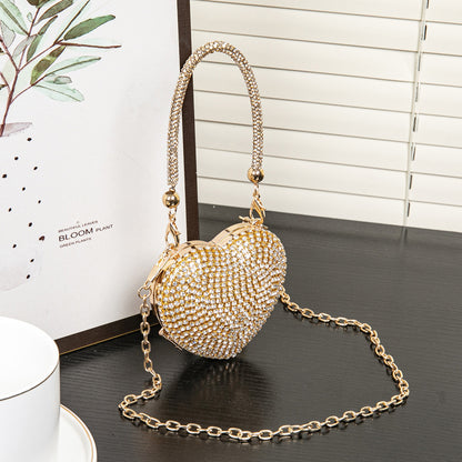 Bolso de cena con pedrería, mini bolso en forma de corazón, bolso pequeño y exquisito con brillo, bolso de gala, bolso de graduación, bolso de fiesta, bolso de mano para graduación, bolso de noche para boda 