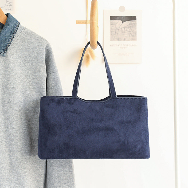 Bolso retro sencillo - Bolso baguette de ante versátil para llevar al hombro al estilo hobo 