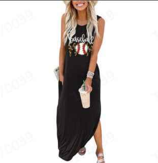 Dress Summer Dress Wide Shoulder Long Dress Fashion Slim Fit Long Dress Print Heart Patterned Long Casual Dress