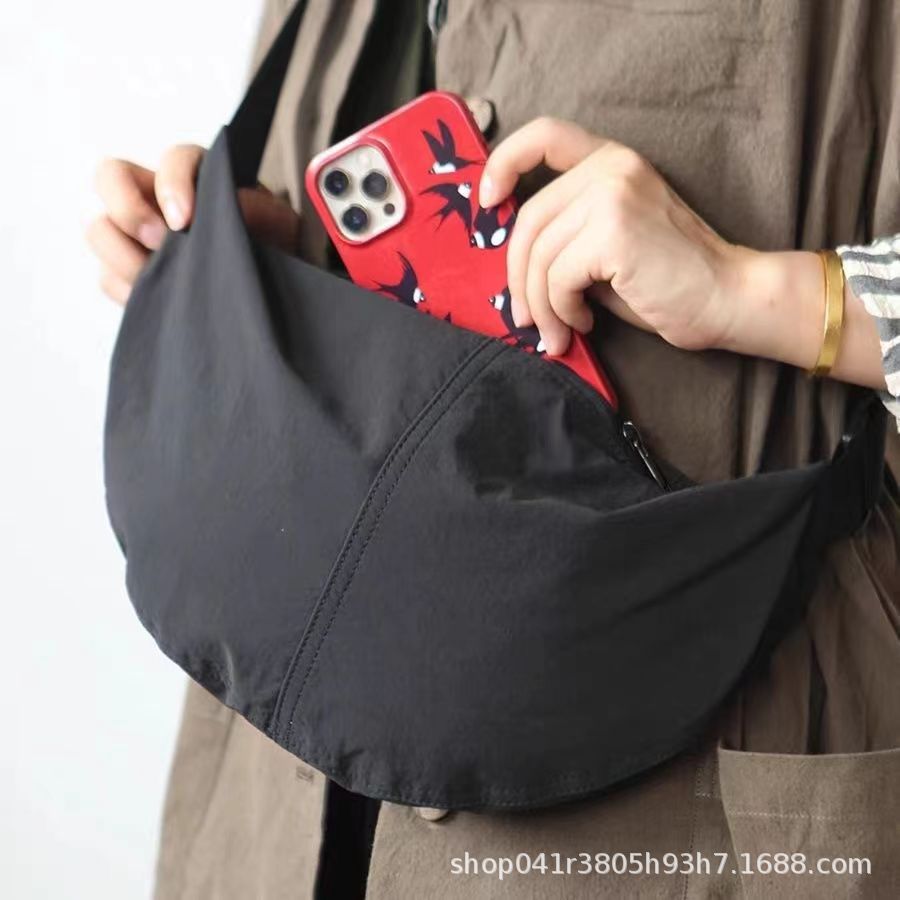 Bolso de nailon, bolso informal para mujer, bolso bandolera con correa ancha, bolso tipo luna sencillo y ligero 