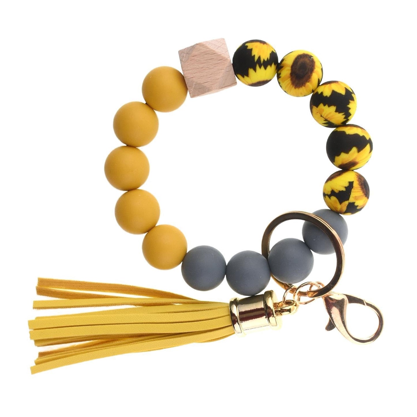 Llavero con borla de PU para bolso de mujer, llavero de silicona con cuentas, pulsera, llavero de coche, bonito soporte para mujeres y niñas. 