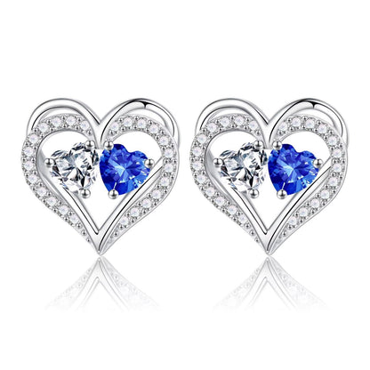 Sterling Silver Birthstone Heart Earrings new