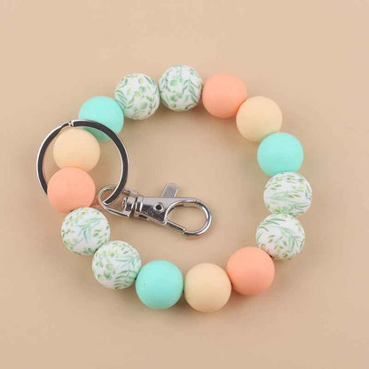 Silicone Beads Cow Sunflower Keychain Accessories, Creative Pendant Bracelet Bracelet Keyring Female