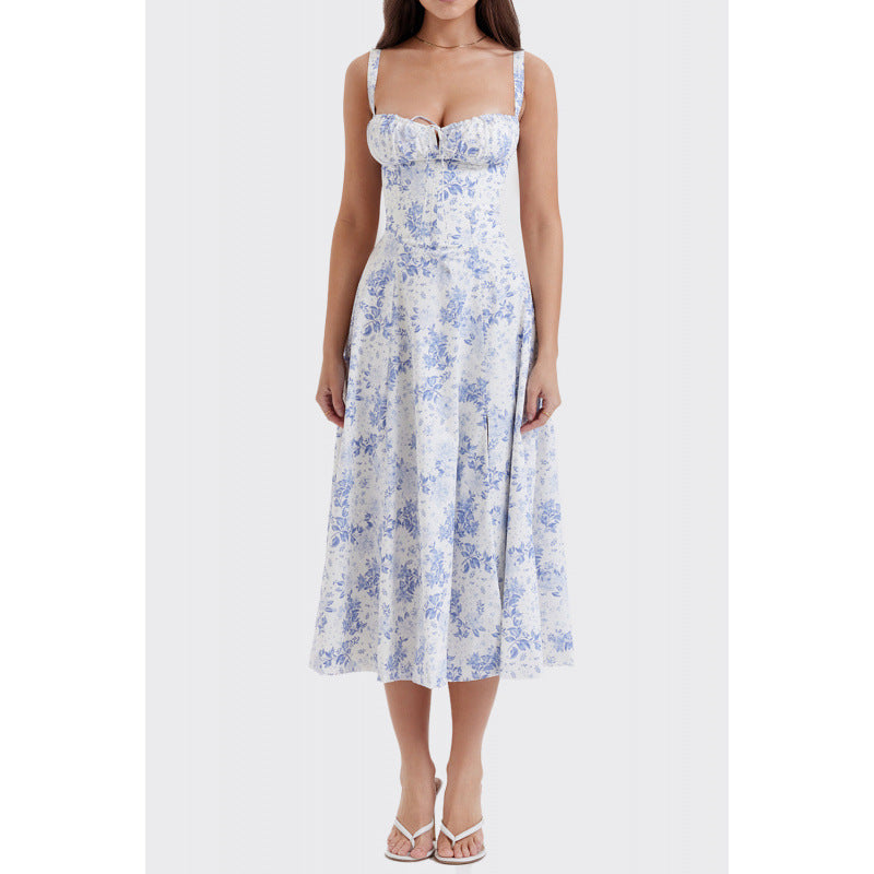 Women's French Elegant Retro Style Dopamine Wear Suspender Dress Women