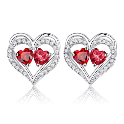 Sterling Silver Birthstone Heart Earrings new