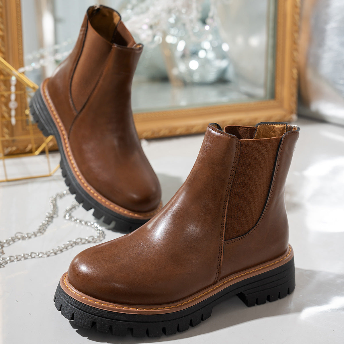 Platform Elastic Ankle Boots