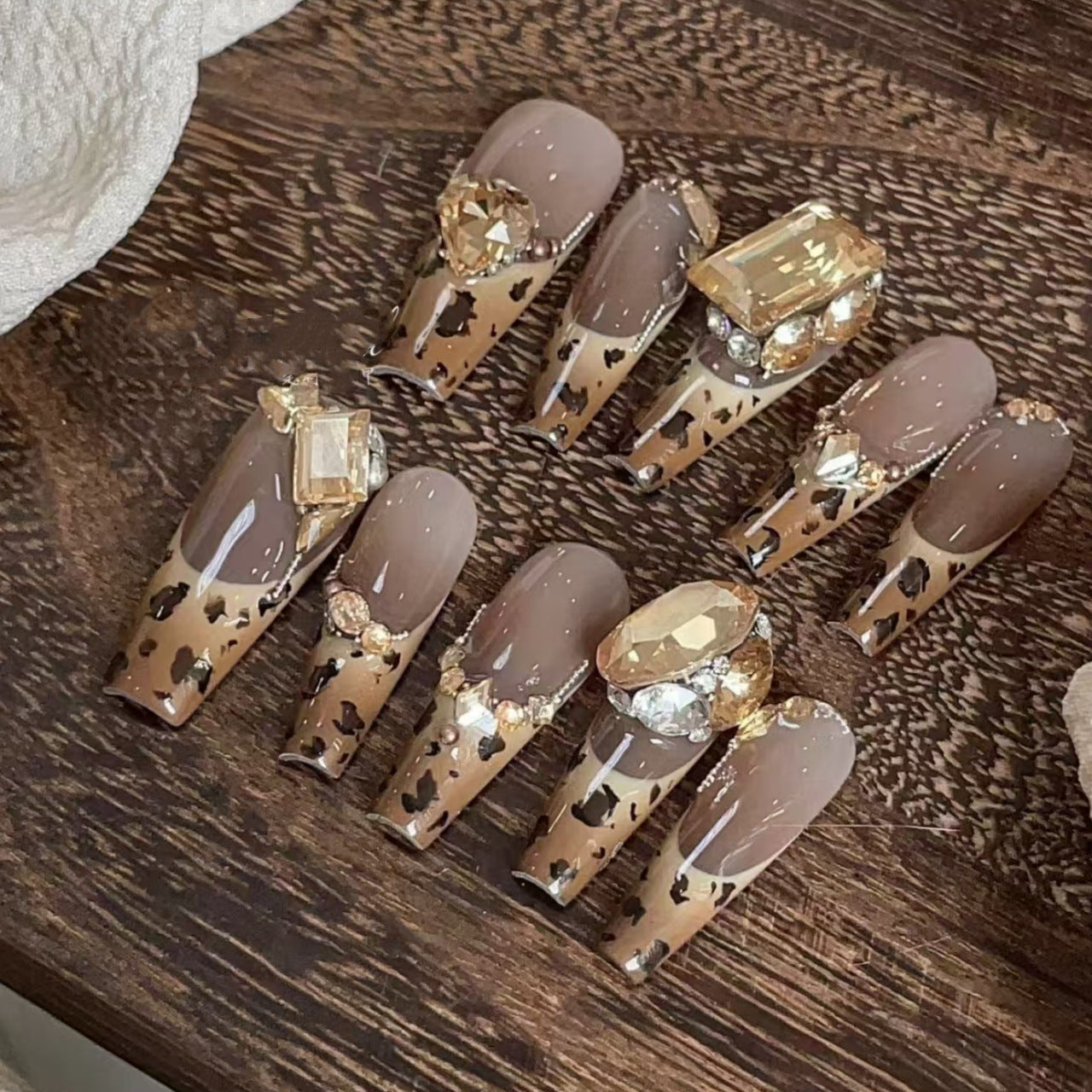 0993- Uñas postizas hechas a mano, de presión, removibles