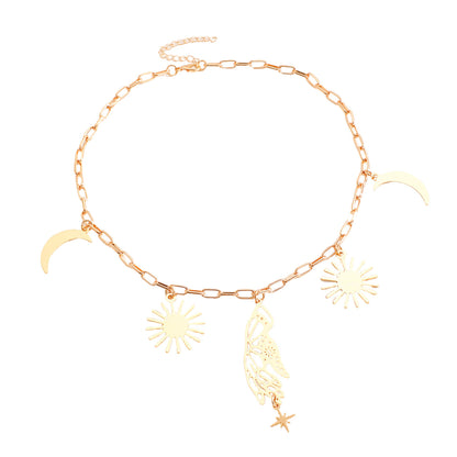Bohemian Sun Moon Star Wing Tassel Earrings Necklace Bracelet Set