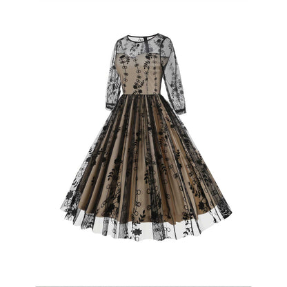 Vestido midi ajustado con panel de malla