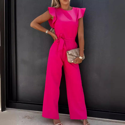 High Waist Commuter Strap-Up Jumpsuit - Summer Wide Leg Streetwear Jumpsuit -dropshippingabc.com