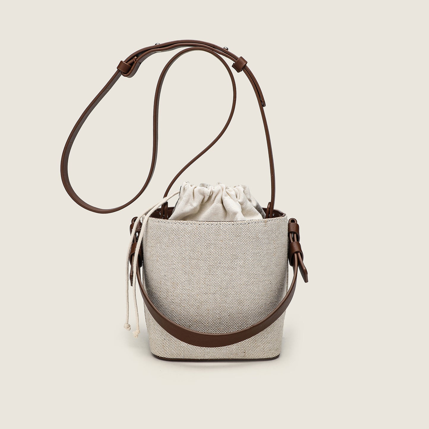 Bolso tipo cubo de lona con estilo – Bolso versátil de contraste y elegante bolso bandolera hobo 
