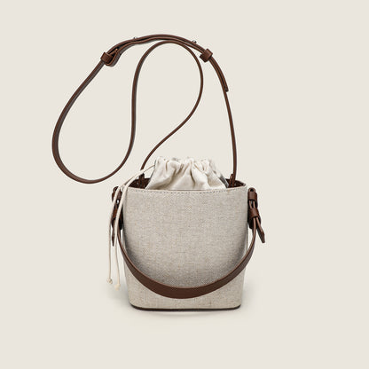 Bolso tipo cubo de lona con estilo – Bolso versátil de contraste y elegante bolso bandolera hobo 