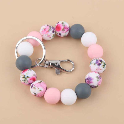 Silicone Beads Cow Sunflower Keychain Accessories, Creative Pendant Bracelet Bracelet Keyring Female