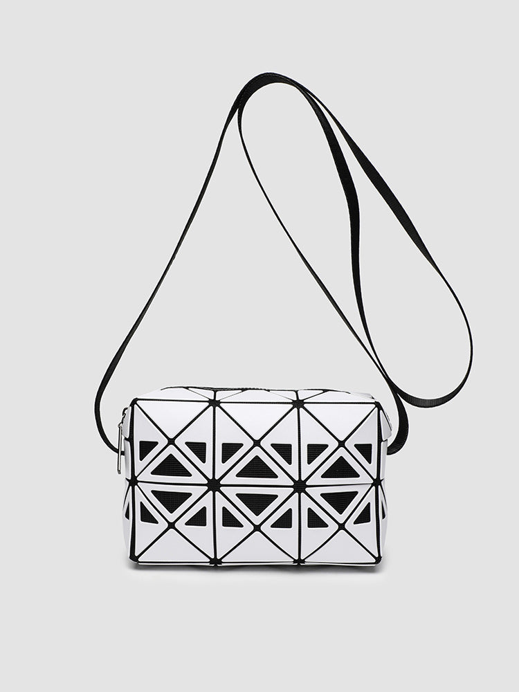 Fashion mini square box, hollow geometric design splicing crossbody bag, fashion commuter shoulder Crossbody bag, small square purse