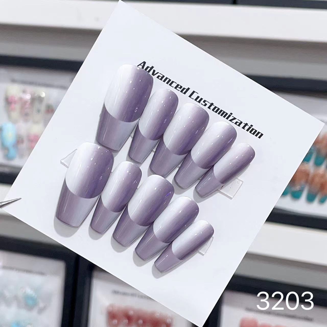 1025- Uñas postizas hechas a mano, de presión, removibles