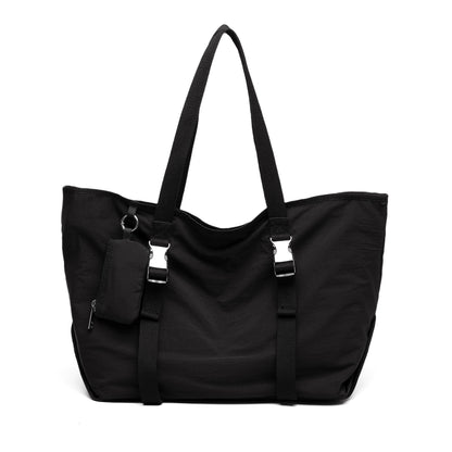 Bolso tote de gran capacidad para mujer, bolso de hombro de moda, bolso de hombro casual y elegante, bolso de estudiante, bolso tote de lona extragrande con pequeño monedero 