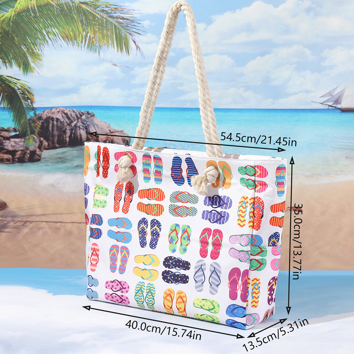 Bolso de playa estampado, bolso bandolera informal de gran capacidad, bolso de viaje de verano sencillo y moderno, ligero 