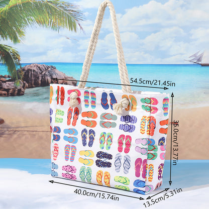 Bolso de playa estampado, bolso bandolera informal de gran capacidad, bolso de viaje de verano sencillo y moderno, ligero 