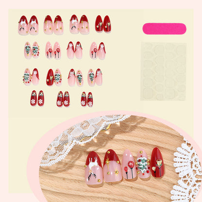 Armadura de ropa navideña 3D tridimensional alce árbol de Navidad almendra pieza de arte de uñas de alta calidad para usar uñas puramente hechas a mano