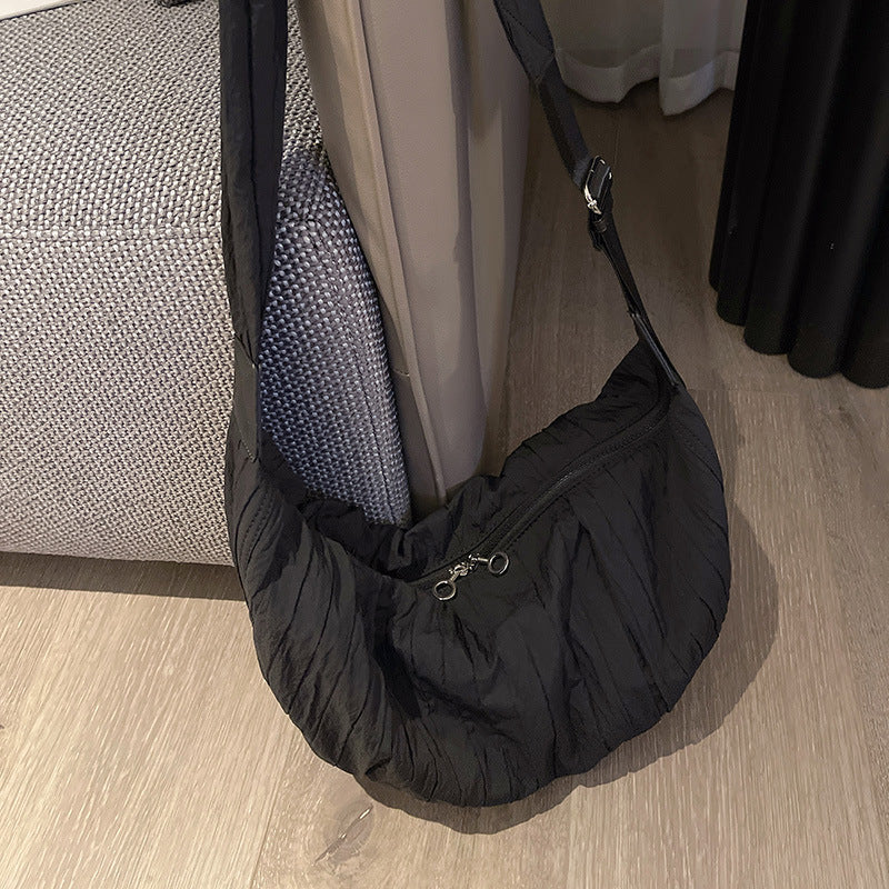 Nylon underarm shoulder crescent bag, hobo bag for women, French women underarm bag, crossbody bag lightweight