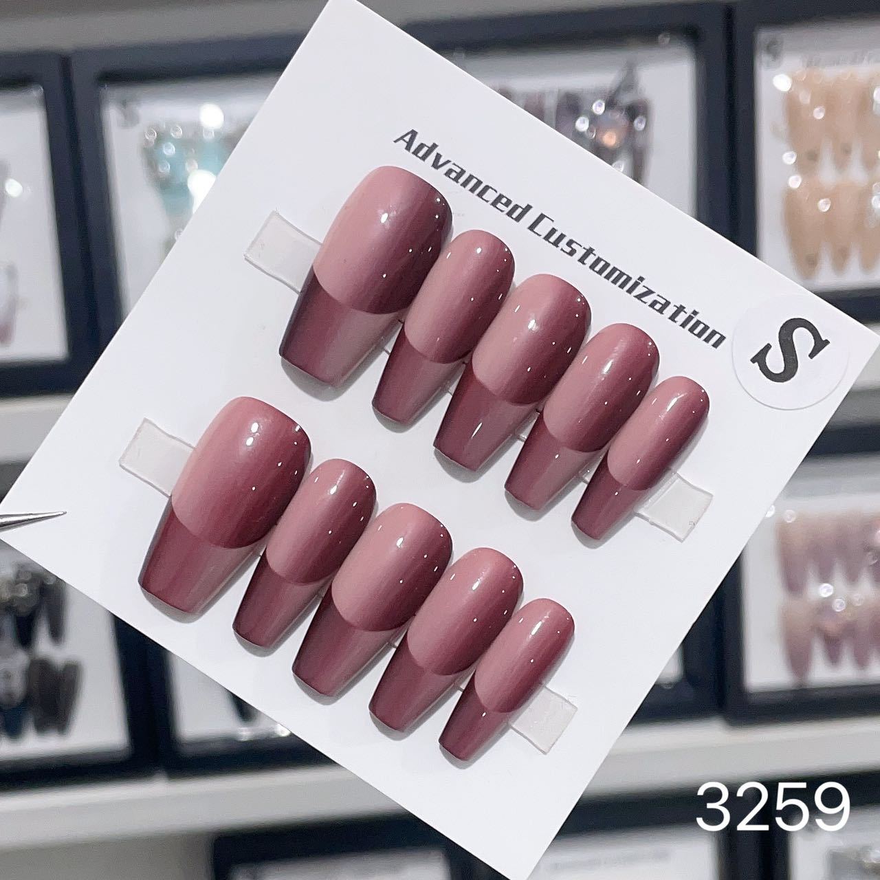 1025- Uñas postizas hechas a mano, de presión, removibles