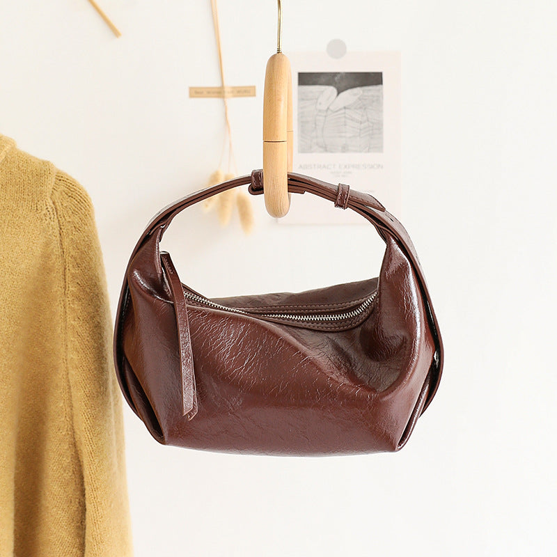 Casual soft texture underarm bag, minimalist commuter shoulder bag women, versatile hobo small square bag