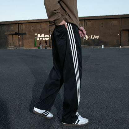 Unisex Striped Trim Wide Leg Sweatpants new