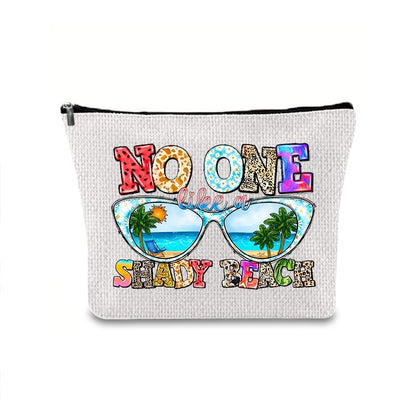 Linen printed cosmetic bag, cosmetic lipstick storage bag, small simple zipper evening clutch bag,