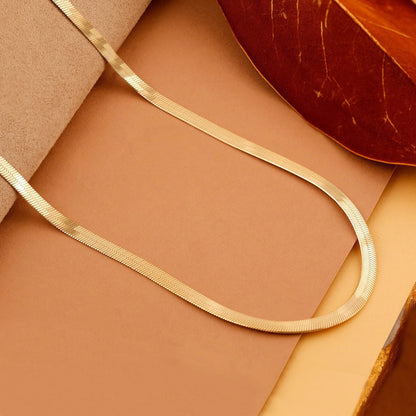 14K Gold Plated Herringbone Choker Necklace - Dainty Thin Snake Chain Layered Jewelry for Women -dropshippingabc.com