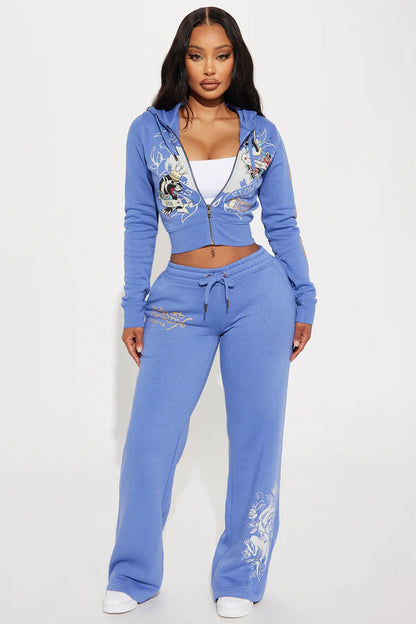Graffiti print pattern women's high street y2k short sweater set