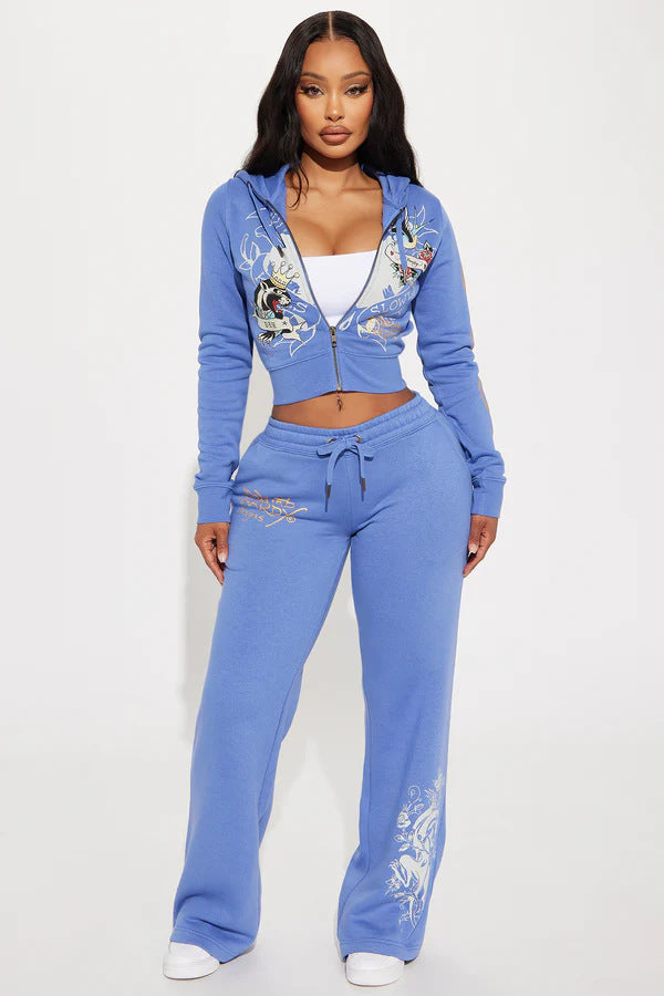 Graffiti print pattern women's high street y2k short sweater set