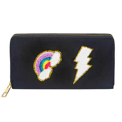 Cartera bordada con el alfabeto para mujer, monedero largo, tarjetero de nailon con cremallera, monedero multifuncional 