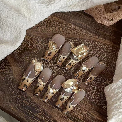 0993- Uñas postizas hechas a mano, de presión, removibles