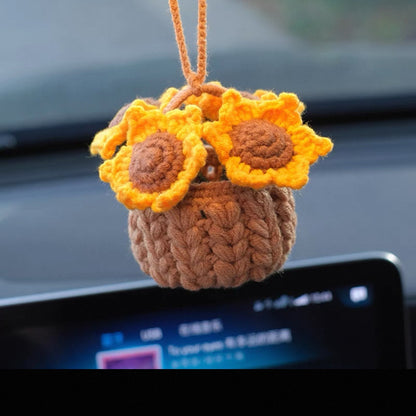 Colgante de planta de coche Decoración de coche Colgante de espejo retrovisor Lana creativa en el coche