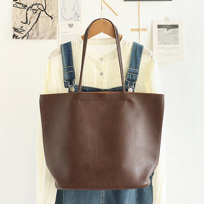 Elegante bolso grande 2 en 1 de PU suave – Bolso de hombro retro para mujer con diseño tote de gran capacidad a la moda 