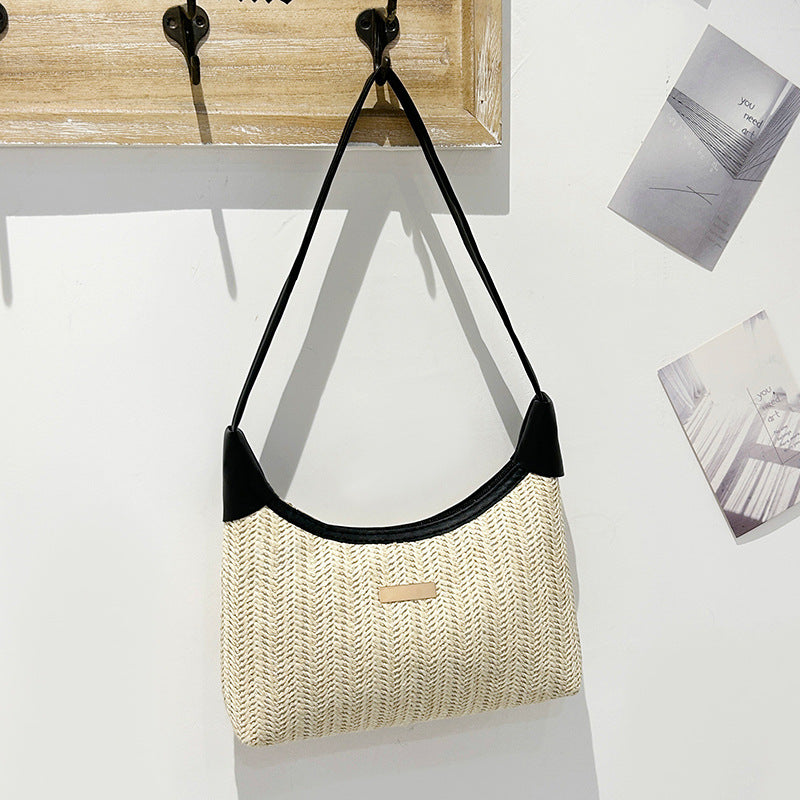 Chic Small Shoulder Straw Bag – Stylish Crossbody Bag for Ladies, Versatile Summer Hobo Bag