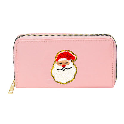 Cartera bordada con el alfabeto para mujer, monedero largo, tarjetero de nailon con cremallera, monedero multifuncional 