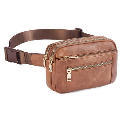 Riñonera versátil de poliuretano con múltiples usos: bandolera, bolso de cintura para viajes y deportes, bolso de pecho, riñonera multiusos. 