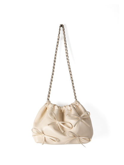 Commuter versatile chain bag, bow soft leather crossbody bag women, spring fashion shoulder crossbody bag