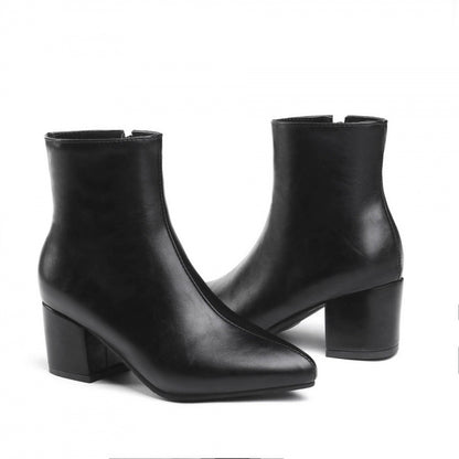 Chunky Heel Ankle Boots with Zipper
