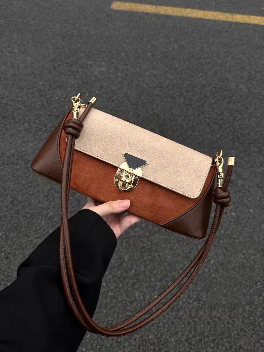 Bolso de hombro elegante, bolso baguette para la axila, bolso hobo de diseñador para mujer, exquisito bolso cuadrado 