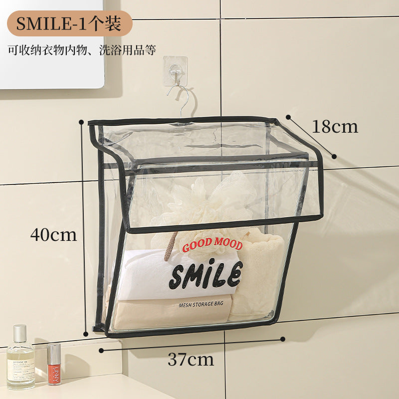 Bathroom transparent storage bag, put clothes toilet storage bag, transparent PVC large-capacity wall-mounted waterproof bathroom hanging bag